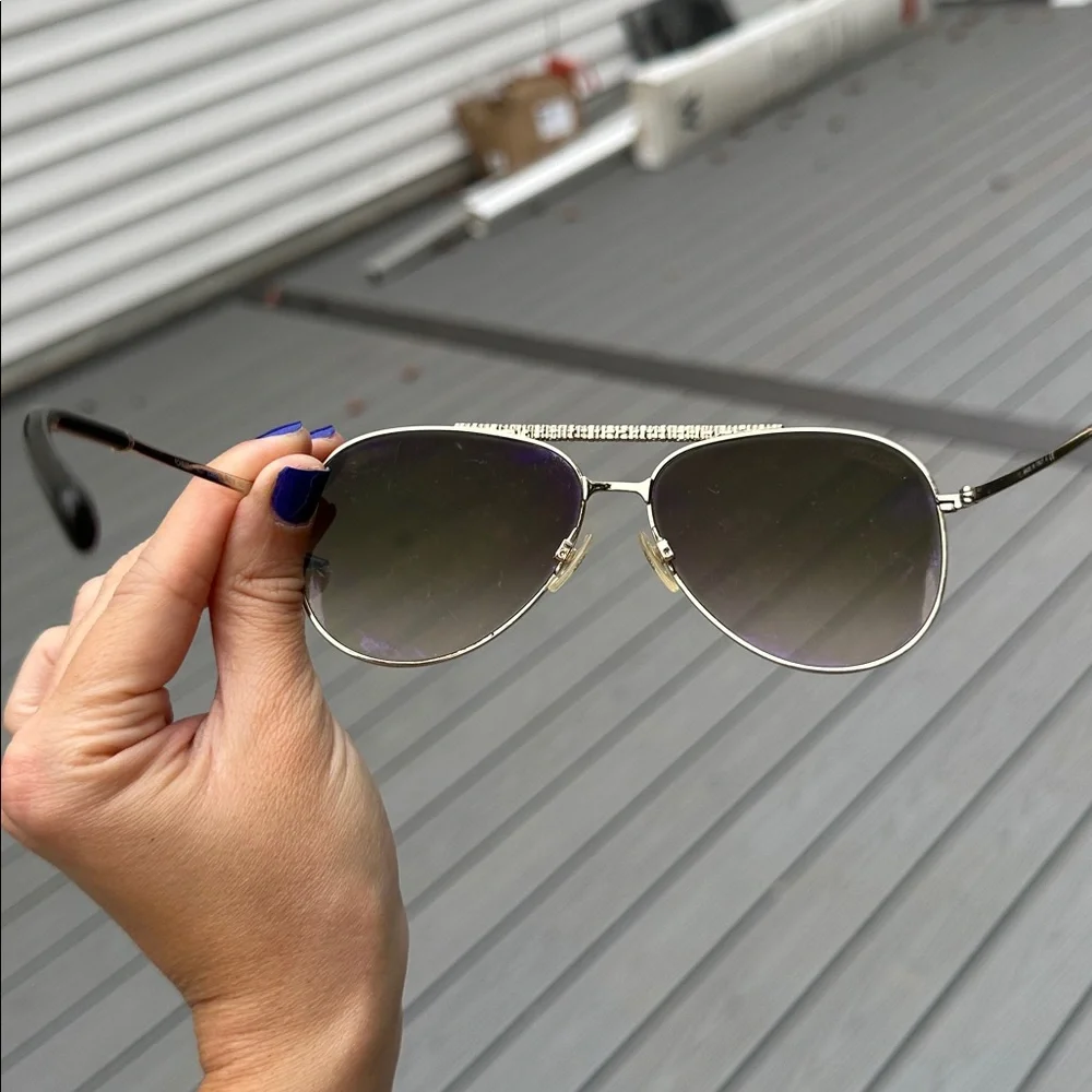 Chanel Gold Tone/ Brown Gradient 4231 Aviator Sunglasses - Picture 5 of 16